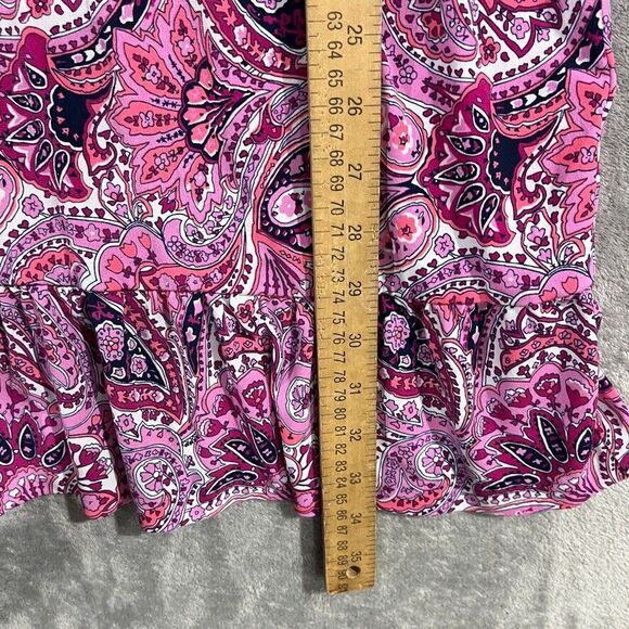 Michael Kors Pink Dress M Paisley Flutter Hem Sleeveless Stretchy Shift Sundress - Picture 7 of 11